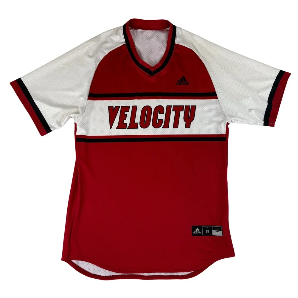 Adidas Velocity Jersey Mens 40 Red White Short Sleeve‎ Number 10 Mesh Baseball